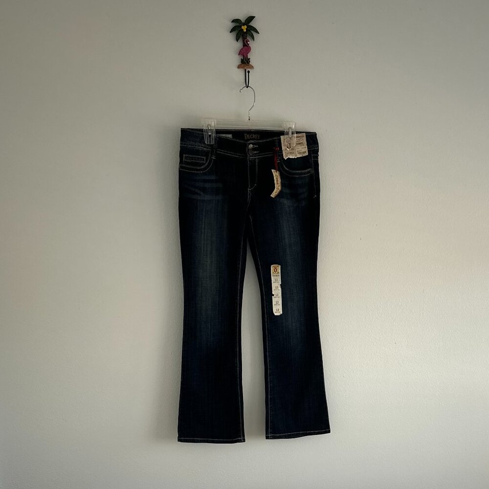 NWT Decree Bootcut Jeans Juniors 13 Dark Wash Stretch Denim Y2K